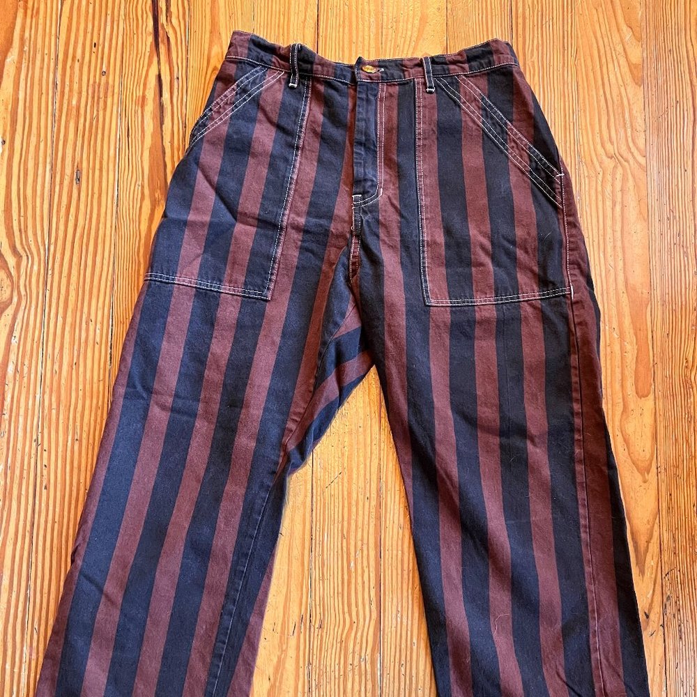 Big Bud Press Striped Work Pants in Brown/Black - Size M